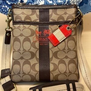 Coach Crossbody Logo Bag—Beautiful!!  Roomy—Pockets—Great Condition w/Minor Spot